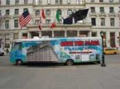 FINAL PLEA: To stop the conversion, a New Yorker drives a 34-foot RV imploring people to “Save the Plaza!”