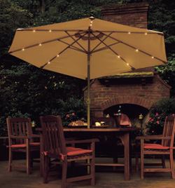 COOL IN THE SHADE: During the day, it provides shelter from the sun, and at night, the Hampton Bay Solar Umbrella draws on the sunlight it has soaked up all day and sheds light for four hours. Four stainless steel solar panels attached to the top of the umbrella pull in sunrays. The umbrella light includes a solar panel and three lamps in satin nickel finish, each with four powerful LEDs. The nine-foot umbrella boasts weather-resistant construction and can be used with most patio furniture. For more information, contact Hampton Bay at 877-527-0313 or visit www.hamptonbay.com.