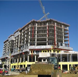 The Bozzuto Group reports stable concrete prices as it builds this 208-unit luxury apartment community, Mariner Bay at Annapolis Towne Center, in Annapolis, Md.