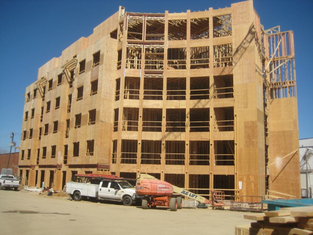Big Switch: York Residential decided to go with wood-frame construction instead of concrete to make the five-story North Tract Lofts in Arlington, Va., financially feasible.