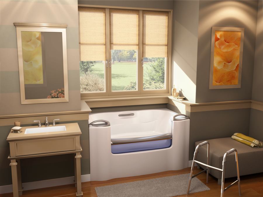 Aquatic. Designed to appeal to a broader range of users with hydrotherapy and accessible bathing needs, the Ava Bath includes a range of unique features. Rather than a swing-open door typical of most accessible bathtubs, Ava’s automated door runs the full length of the tub, and raises and lowers completely for unprecedented ease of access. The roomy design functions like a traditional soaking tub, allowing for more complete immersion than a traditional bath with a bench, and a patent-pending quick-drain feature empties the 70-gallon tub in 30 seconds or less. Four Ava bath models include soaker, whirlpool, air bath and air/whirlpool designs in a 60-inch-wide tub, suitable for remodeling. www.aquaticbath.com. –Lauren Hunter