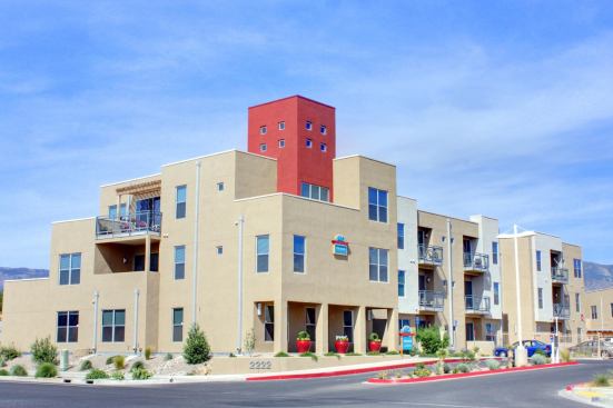 Desert Deal: Developed by El Paso, Texas-based Hunt Cos., ABQ Uptown Village features 198 urban-style loft apartments and amenities such as covered parking, a pool, granite countertops, specialty lighting, and mountain views.