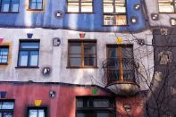 Hundertwasser-Krawinahaus • Location: Vienna • Developers: Joseph Krawina and Peter Pelikan • Architects: Friedensreich Hundertwasser and Joseph Krawina • Built: 1983 to 1986 • Units: 52 • Notable: More than 250 trees and bushes flourish at the property, which is one of Vienna’s most visited buildings. The property also includes 16 private terraces and three communal terraces.