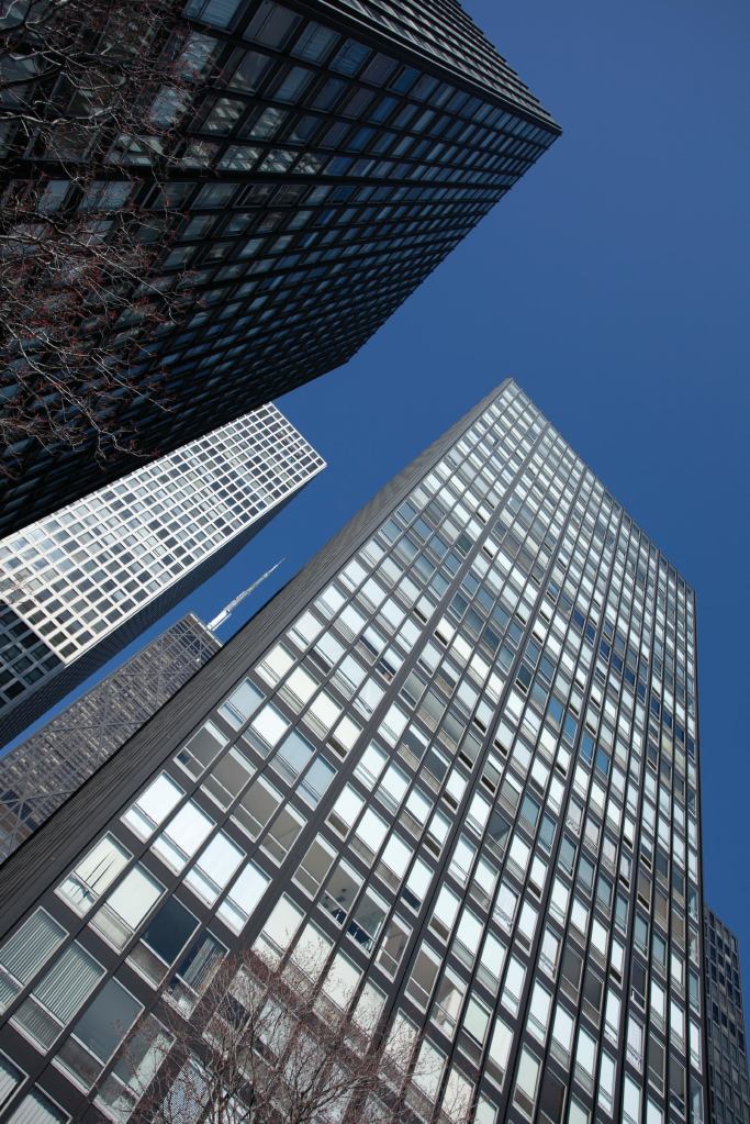 860–880 Lake Shore Drive Apartments (aka the “Glass House” apartments) • Location: Chicago • Developer: Herbert Greenwald • Architect: Ludwig Mies van der Rohe • Built: 1948–1951 • Units: Originally designed with 90 three-bedroom apartments in one tower and 158 one-bedroom apartments in the other, but many of the units have since been combined. • Notable: The 26-story towers were added to the National Register of Historic Places in 1980 and designated Chicago landmarks in 1996. In 2009, Chicago firm Krueck & Sexton completed a refurbishment of the towers that reversed a number of previous renovations and restored the original design and intent.