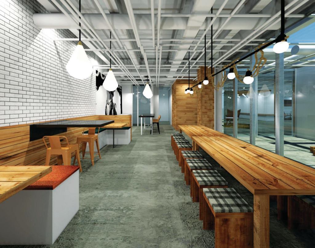 An Internet café–style common area at Avant Housing’s 1880 Mission apartments in San Francisco.