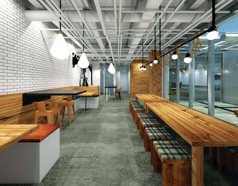 An Internet café–style common area at Avant Housing’s 1880 Mission apartments in San Francisco.