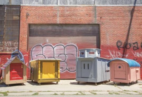 Designer Gregory Kloehn turns industrial waste receptacles into "mini" micro units.