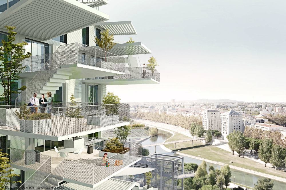 Each layered balcony (or leaf) in this design gives this French building a dense "tree"-look.