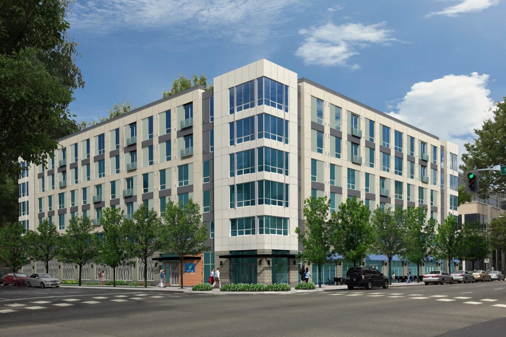 Eviva Midtown, a six-story, 118-unit mixed-use community in Sacramento, Calif., is scheduled for completion next spring, only 18 months after construction began. The modular "boxes" that make up the building measure 12
by 64 feet and weigh 35,000 pounds each. 