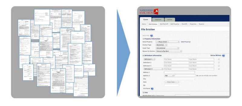 Nationwide Eviction's web portal keeps all documentation for various cases in one accessible location.
