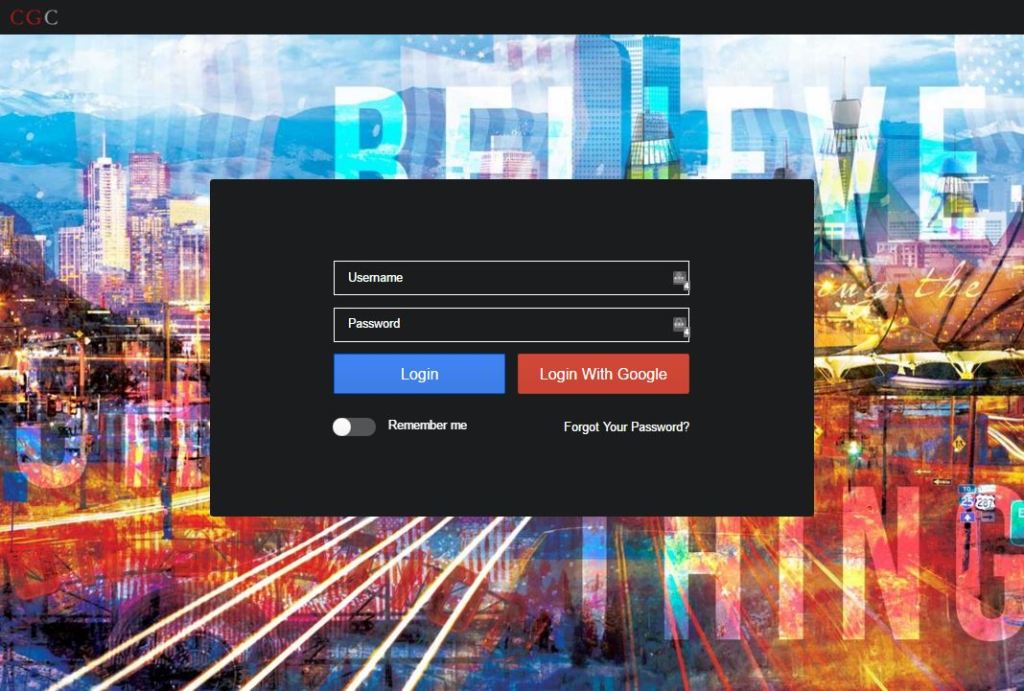 Dashboard 4.0 Log In Page