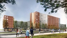 A rendering of the new Anthony Wayne Drive Apartments. Approximately 400 new beds are scheduled to open in fall 2018, with another 442 beds scheduled to open in fall 2019.