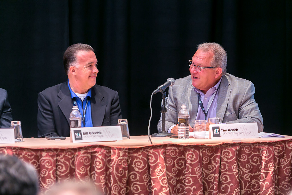 Bill Greene (left), architect and senior design manager at Wood Partners, and Tim Keach, CEO, TDK Construction, were panelist and moderator, respectively, at "From the Ground Up—Best Practices in Construction" at last month's Multifamily Executive Conference.