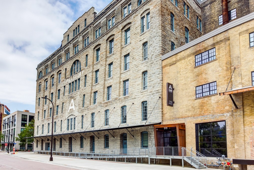 The exterior of the A-Mill Artist Lofts in Minneapolis, Minn.
