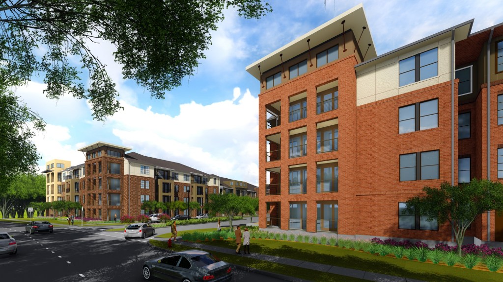 Often, surface parking is inadequate for the density desired. As one solution to such a problem, Architecture Demarest placed a parking garage in the center of the project surrounded by detached buildings. This allowed the developer to seat the parking garage in the hillside terrain so that tenants living on upper levels would have access at grade on the high side of the parking structure, and tenants living on lower levels would have access at grade on the low side. The site was stepped, and podium parking was added to minimize the amount of excavation needed.