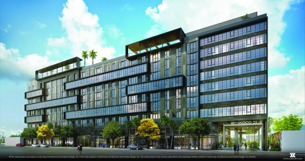 A rendering of the north side of Wynwood 25, currently under construction in Miami's Wynwood neighborhood.