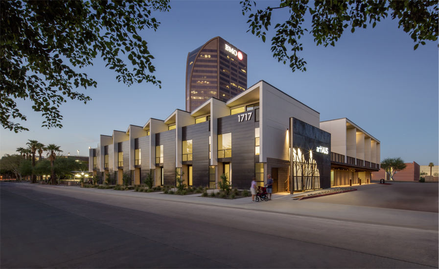 A rendering of the artHAUS community in the Midtown Phoenix Arts and Entertainment District.