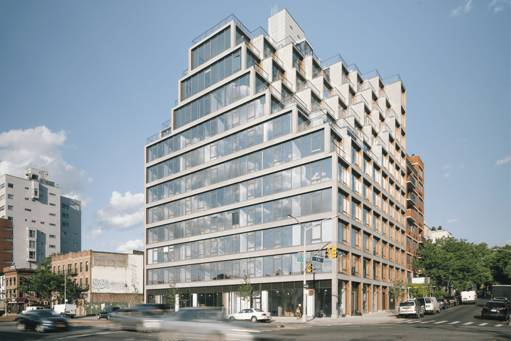The 251 1st Street residential tower in Brooklyn, New York, designed by ODA New York and developed by Adam America Real Estate.