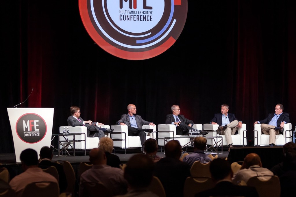 Panelists at the MFEC session “What’s Impacting Investments: How to Avoid Risk and Maximize Potential" discuss their reliance on regional and boutique banks as large banks have pulled back on loans to developers.