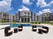 A resort-style pool offers a place for residents to intermingle easily and casually.