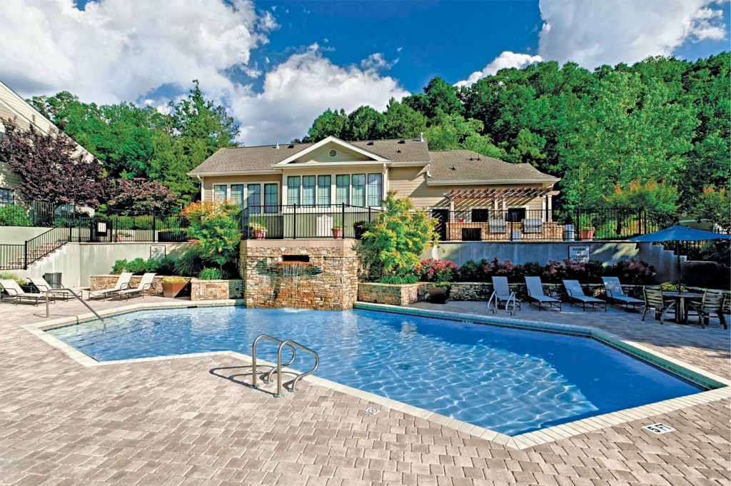 One of the pools at The Residences at Vinings Mountain Apartments.