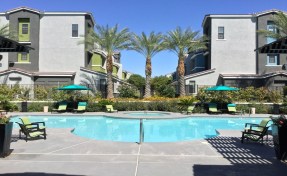 A poolside view of the Spectrum Apartments, recently acquired by the Bascom Group.