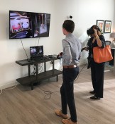 A prospective resident uses virtual reality to tour Bond Cos.' Spoke project.