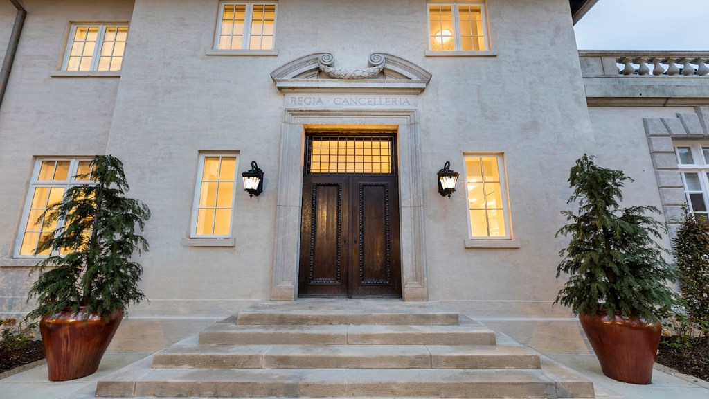 The exterior of the Modera Sedici apartments in Washington, D.C., preserves that of the original building, the former Italian Embassy.