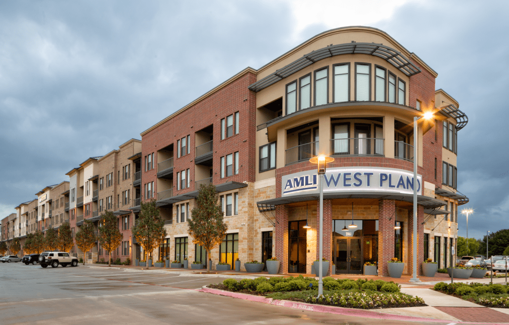 Rooftop solar panels have already been installed at AMLI West Plano in Plano, Texas.