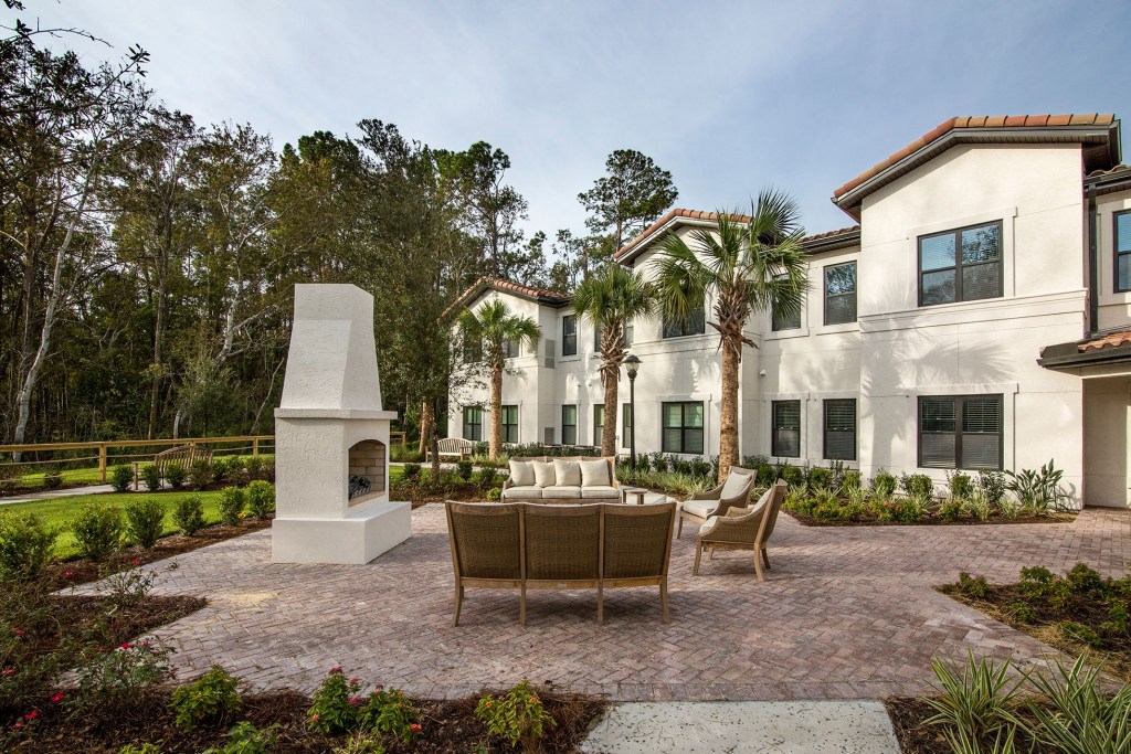 Watercrest Senior Living's Watercrest of San Jose Assisted Living and Memory Care Community, in Jacksonville, Fla., was designed with a resortlike environment in mind. The 90-unit property (66 assisted-living and 24 memory care apartments) features a spa, a wine bistro, and several dining venues.