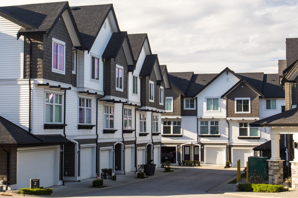 Freshly build townhomes in beautiful row.