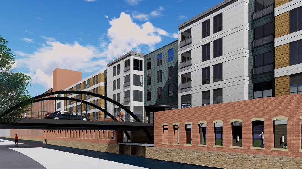 WinnCompanies’ new development will offer 15 studio, 63 one-, and 47 two-bedroom apartments in Lowell, Mass. The two residential buildings will be linked by an enclosed sky bridge spanning Canal Street, a nod to Lowell’s history when similar connectors joined industrial mill buildings. The sky bridge will also compliment the new signature bridge the city recently built over the lower Pawtucket Canal.