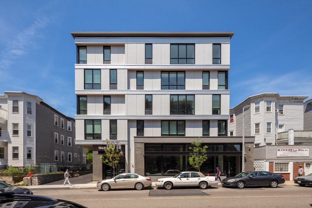 1943 Dot Ave is a four-story, 64-unit multifamily development in Dorchester, Mass.