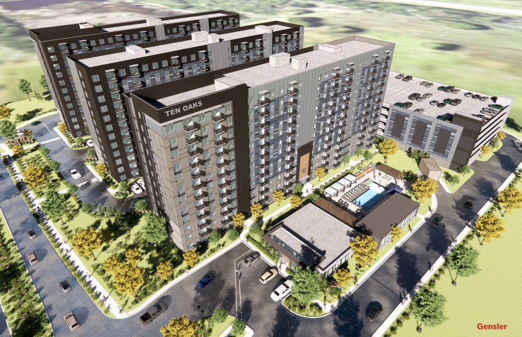 AHS Residential's Ten Oaks development, which will be comprised of three 12-story apartment towers with 576 units, is its first in Houston.