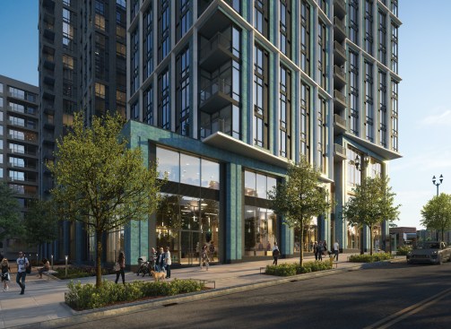 International design practice STUDIOS has designed 2001 S. Bell St. with a bold, green-glazed brick facade.