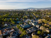 Drone point of view of Silicon Valley in California