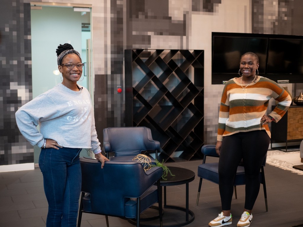 Quanis Freeman (left) and Danae Austin are two early-career teachers who are benefiting from the partnership between American Landmark Apartments and Urban Teachers.