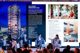 From left, Kimberly Byrum, managing principal, multifamily, of Zonda Advisory; David Diestel, CEO of FirstService Residential; Nelson Stabile, principal and co-founder of Integra Investments; and Peggy Olin, CEO of OneWorld Properties.