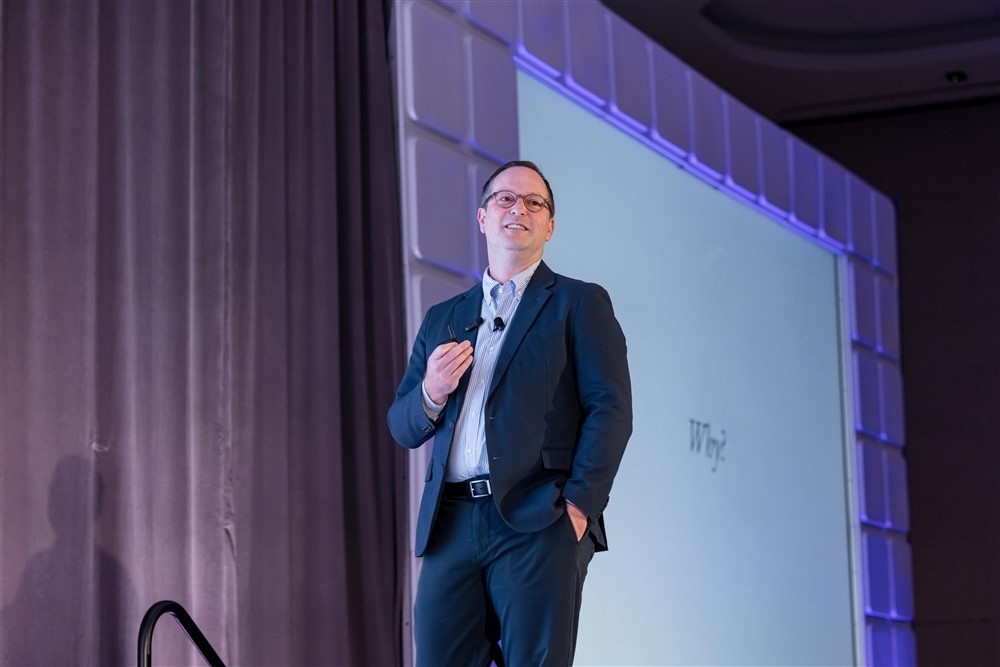 Dror Poleg, author of "Rethinking Real Estate," speaks at the MFE Conference in Las Vegas.