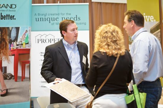 Most of the attendees were interested in finding products that enabled them to offer a luxury look at a fraction of the cost. Vinyl and laminate faux materials are extremely effective in delivering that effect.