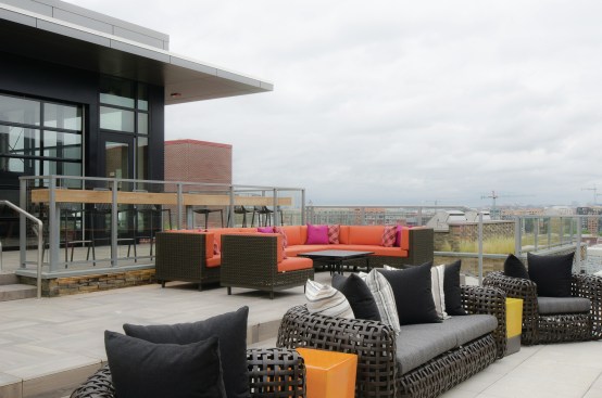 Rooftop lounge space at AVA NoMa