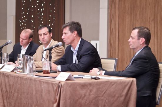 In a session moderated by Multifamily Executive senior editor Les Shaver (far left), portfolio managers and speakers from AvalonBay Communities, Waterton Residential, and Drucker & Falk discussed the importance of diversification, not distress, in shaping the asset acquisition and disposition decisions they were making.