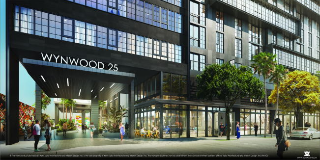 A ground-level rendering of Wynwood 25.