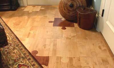 Move over, Sudoku-a new puzzle is making waves. Puzzle Floor throws a curve into traditional wood flooring with its pre-finished, precision-fit puzzle pieces. The pieces interlock to create a durable floor, and they can be installed as a floating floor or glued down. The product comes in 13 colors. For more information, call Briggs Engineered Wood Products at 800-750-5563 or visit www.puzzlefloor.com.