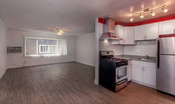 Trion installed quartz countertops, stainless steel appliances, and new cabinetry in each of the units.