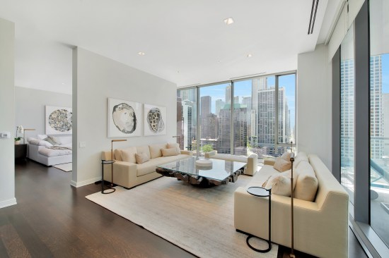 All the condo units are large and open, since that’s how those at the high-end market like to live, though the living areas can be partitioned off if desired.