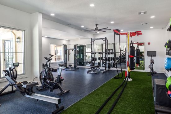 The fitness center, after capital improvements, at Baypoint Apartments.