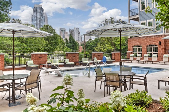 Taking advantage of Charlotte's warm climate, a swimming pool is among the development's many amenities.