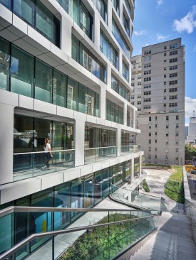 The ARO, designed by CetraRuddy, features balconies and a multilevel podium to provide extra outdoor space for its Manhattan residents.