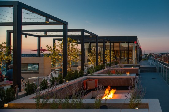 fire pit, rooftop lounge,